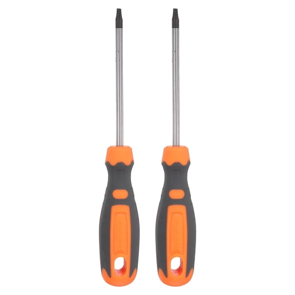 Uxcell 2Pcs Magnetic Torx Screwdriver T10 45# Steel Security Star 6 Point Head Precision Screw Driver for Mechanical Equipment Electronic Devices Household, Black-Orange
