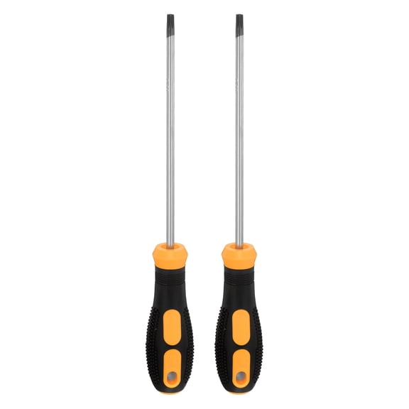 Uxcell 2Pcs Magnetic Torx Screwdriver T27 CR-V Steel Security Star 6 Point Head Precision Screw Driver for Mechanical Equipment Electronic Devices Household, Black-Yellow