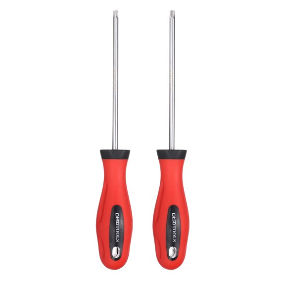 Uxcell 2Pcs Magnetic Torx Screwdriver T27 S2 Steel Security Star 6 Point Head Precision Screw Driver for Mechanical Equipment Electronic Devices Household Appliances Furniture, Silver