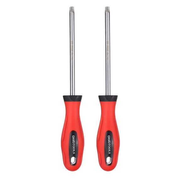 Uxcell 2Pcs Magnetic Torx Screwdriver T40 S2 Steel Security Star 6 Point Head Precision Screw Driver for Mechanical Equipment Electronic Devices Household Appliances Furniture, Silver