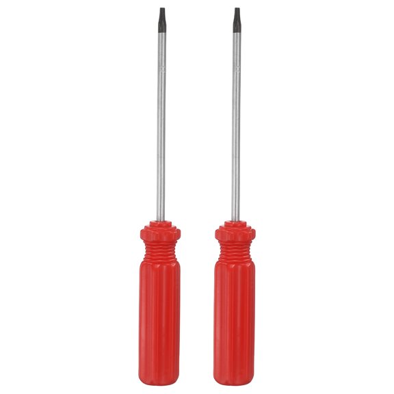 Uxcell 2Pcs Magnetic Torx Screwdriver T7 45# Steel Security Star 6 Point Head Precision Screw Driver for Mechanical Equipment Electronic Devices Household Appliances Furniture, Red