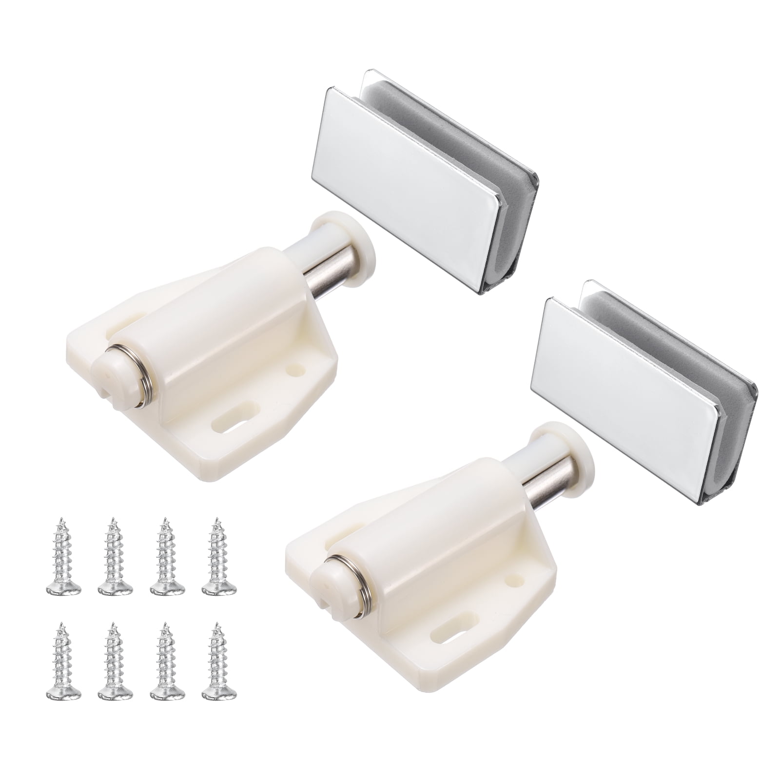 2Pcs Magnetic Touch Push Open Latch, Glass Door Catch Latch Closures Single Magnetic Catch Latches with Clamp and Screw for 3-6mm Door for Drawer Cupboard Closet, Glossy Silver at Walmart