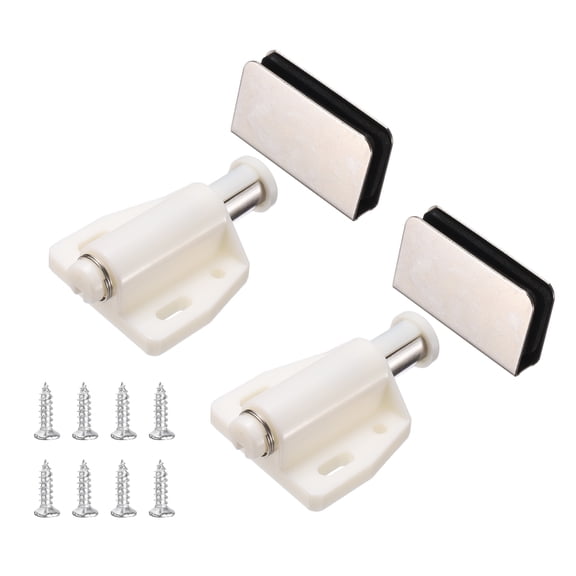 Uxcell 2Pcs Magnetic Touch Push Open Latch, Glass Door Catch Latch Closures Single Magnetic Catch Latches with Clamp and Screw for 3-6mm Door for Drawer Cupboard Closet, Brushed Silver