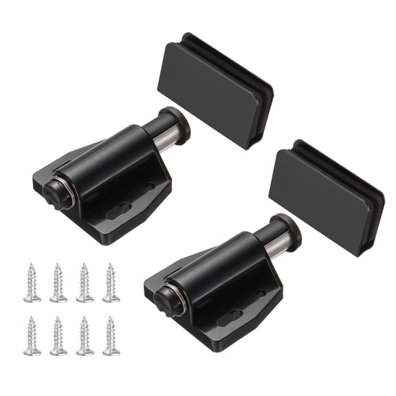 Uxcell 2Pcs Magnetic Touch Push Open Latch, Glass Door Catch Latch Closures Single Magnetic Catch Latches with Clamp and Screw for 3-6mm Door for Drawer Cupboard Closet, Black