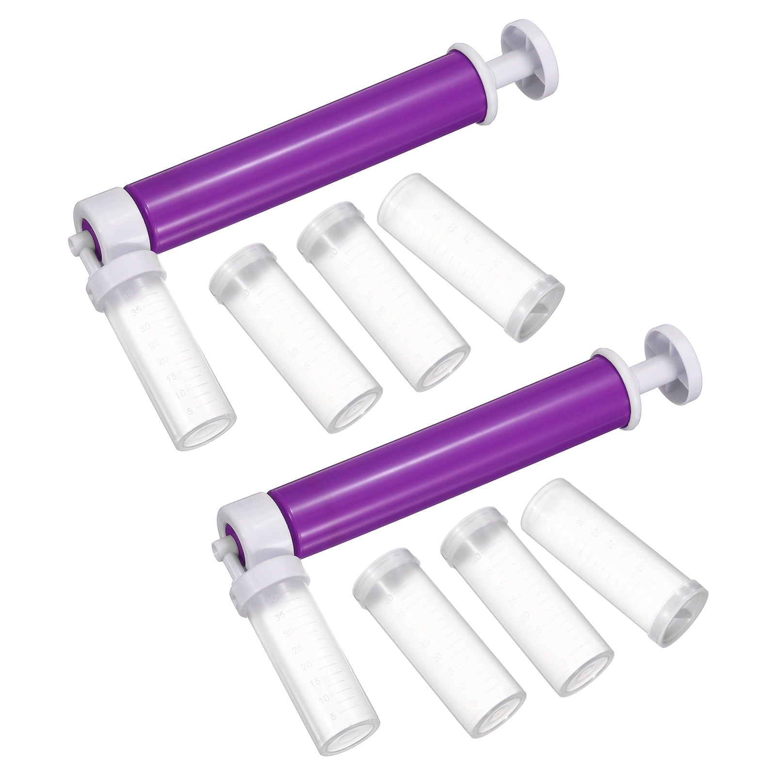 Uxcell 2Pcs Manual Air Brush for Cake Decorating, Cake Air Brush Kit Spray Gun with 4 Tubes for Home Kitchen DIY Baking Cake Cupcakes Cookies and Desserts, Purple/Pink