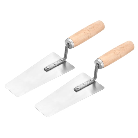 Uxcell 2Pcs Masonry Hand Tool, 6.7" x 2"/3" Carbon Steel Pointing Trowel Gauging Trowel with 4.53" Wooden Grip for Concrete Cement Plaster Mortar Stucco Tile, White