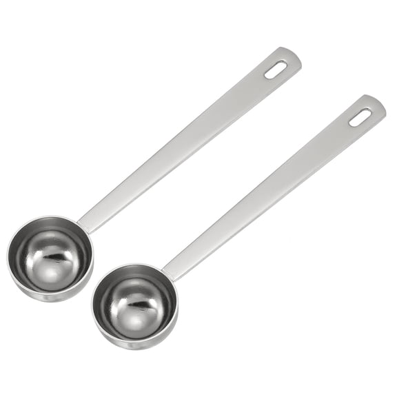 Uxcell 2Pcs Measuring Spoon, 10ml Long Handle Table Scoop Teaspoon Coffee Scoop Spoon for Ground Coffee Tea Sugar Cooking Baking, Silver