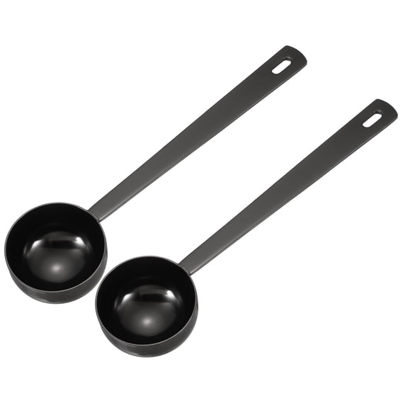 Uxcell 2Pcs Measuring Spoon, 25ml Long Handle Table Scoop Teaspoon Coffee Scoop Spoon for Ground Coffee Tea Sugar Cooking Baking, Black