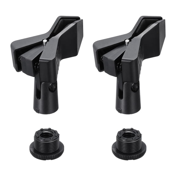 Uxcell 2Pcs Microphone Clip Adjustable Mic Holder Flexible Wireless Mic Stand Adapter for Handheld Mic with 5/8" Male to 3/8" Female Screw Adapter