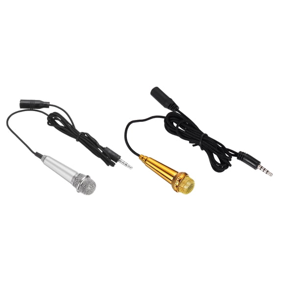 2Pcs Mini Microphone with Covers for Singing Rose Gold, Silver