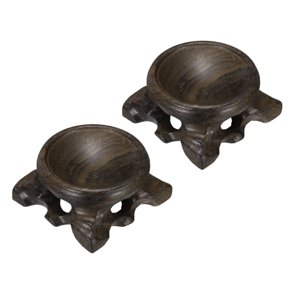 Uxcell 2Pcs Mini Wooden Crystal Ball Stand, 40mm Wood Display Stand Base Round Rosewood Sphere Holder for Secure Display Crystal Ball Sphere Eggs Stone, Black