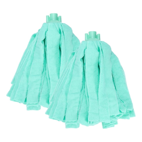 Uxcell 2Pcs Mop Head Replacement, Mop Handle Microfiber Cloth Refill Refill Reusable Floor Cleaning Loop End Screw on Handle Rod for 0.8" Diameter Stick for Floor Cleaning, Lake Green