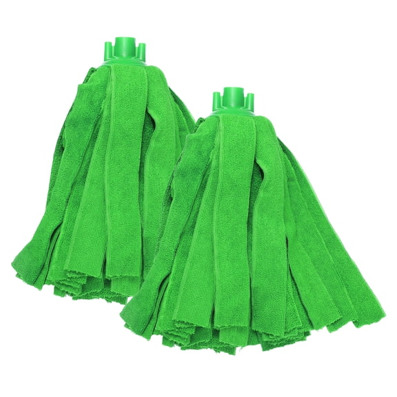 Uxcell 2Pcs Mop Head Replacement, Mop Handle Microfiber Cloth Refill Refill Reusable Floor Cleaning Loop End Screw on Handle Rod Suitable for 0.8" Diameter Stick for Floor Cleaning, Green
