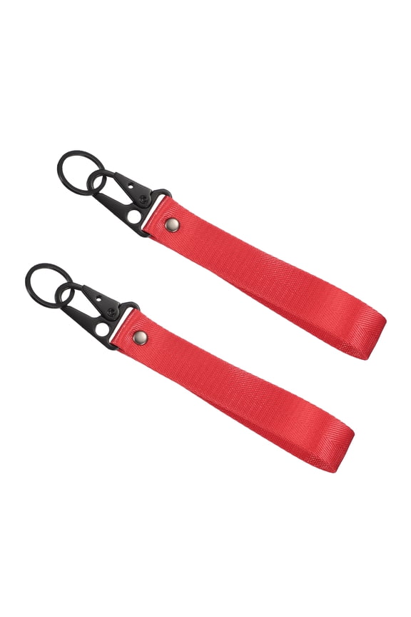 2Pcs Motorcycle Keychain Multifunctional Fabric Keychain General Jet Tag Car Key Chain with Metal O-Ring Dirt Bike Accessories Fit Women Men for Car Bike, Red