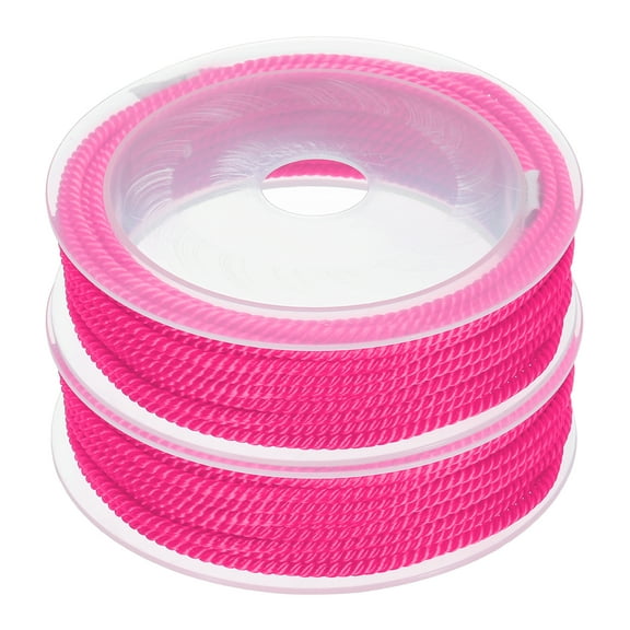 Uxcell 2Pcs Nylon Thread Twine Beading Cord 23ft Stretchy Braided Bracelets String Cord Rope for Jewelry Making Fluorescent Pink