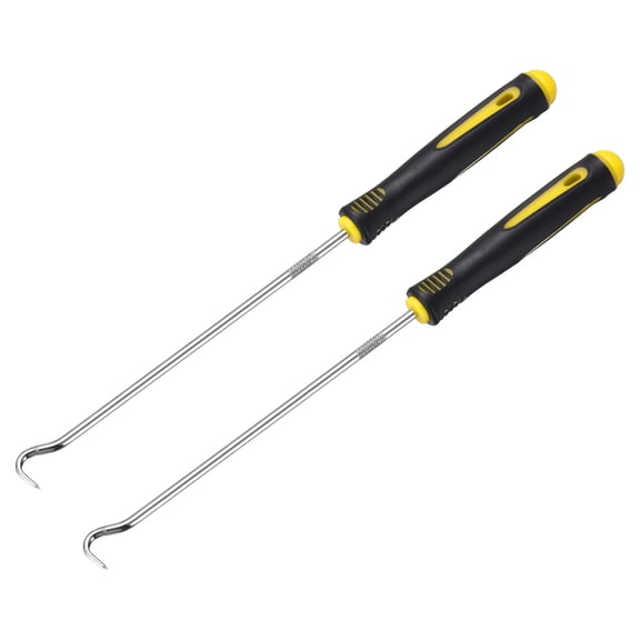 Uxcell 2Pcs O-Ring 45 Degree Picks,240mm Oil Seal Gasket Precision Screwdriver Puller Remover Removal Tool for Remove Hoses and Gaskets Electronics Maintenance Tools, Black Yellow