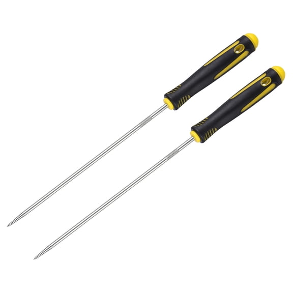 Uxcell 2Pcs O-Ring Straight Pick,240mm Oil Seal Gasket Precision Screwdriver Puller Remover Removal Tool for Remove Hoses and Gaskets Electronics Maintenance Tools, Black Yellow