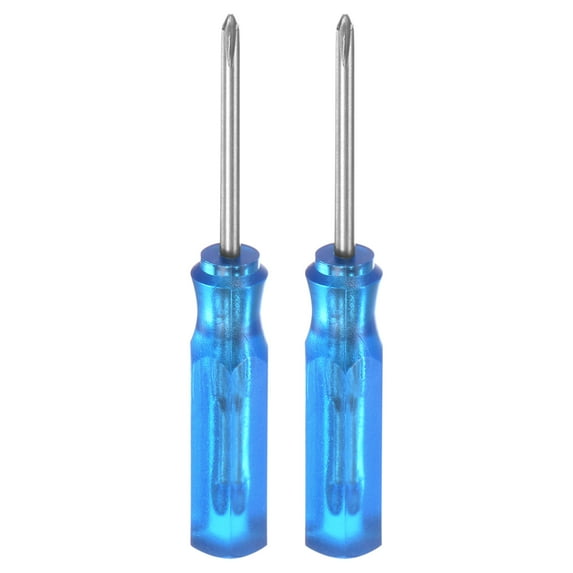 Uxcell 2Pcs PH0 Mini Phillips Screwdriver 1.5mm Magnetic Cross Head 45mm Length for Repairs, Blue