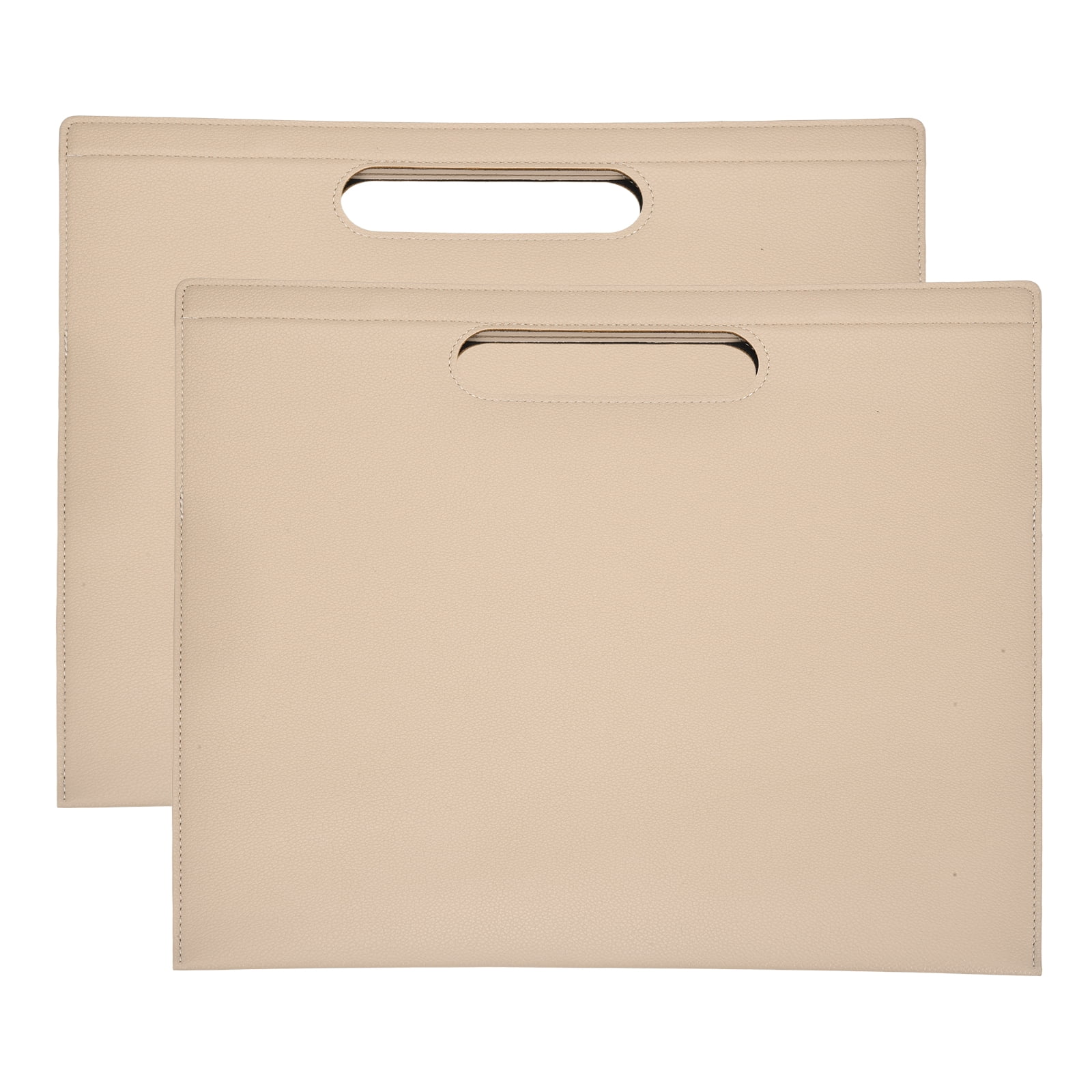 Uxcell 2Pcs PU Leather A4 File Folder, 13.3x12.6" Waterproof Document Organizer Textured Portfolio Folder Case Portable Briefcase Carrier with Magnetic Closure for Office, Khaki
