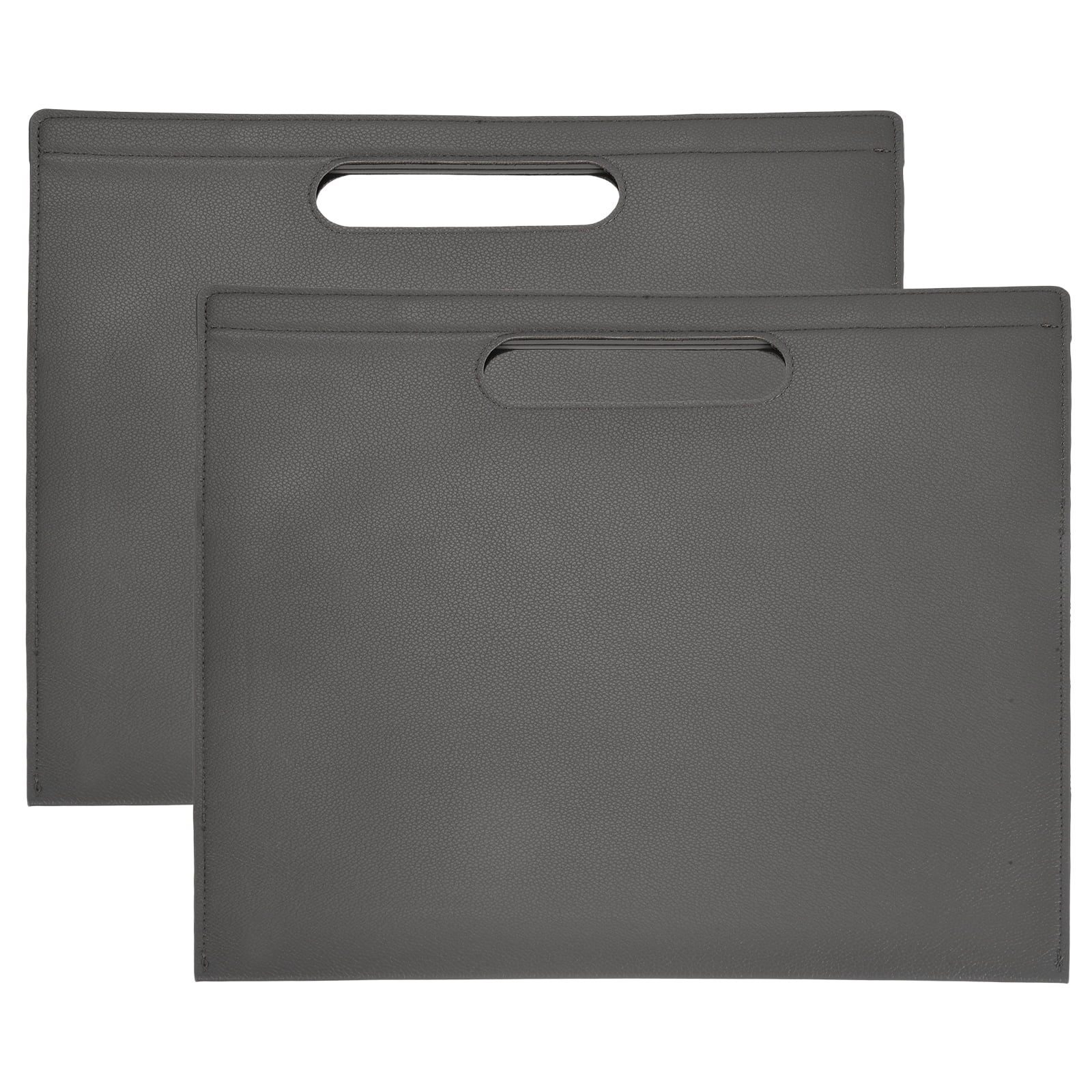 Uxcell 2Pcs PU Leather A4 File Folder, 13.3x12.6" Waterproof Document Organizer Textured Portfolio Folder Case Portable Briefcase Carrier with Magnetic Closure for Office, Gray