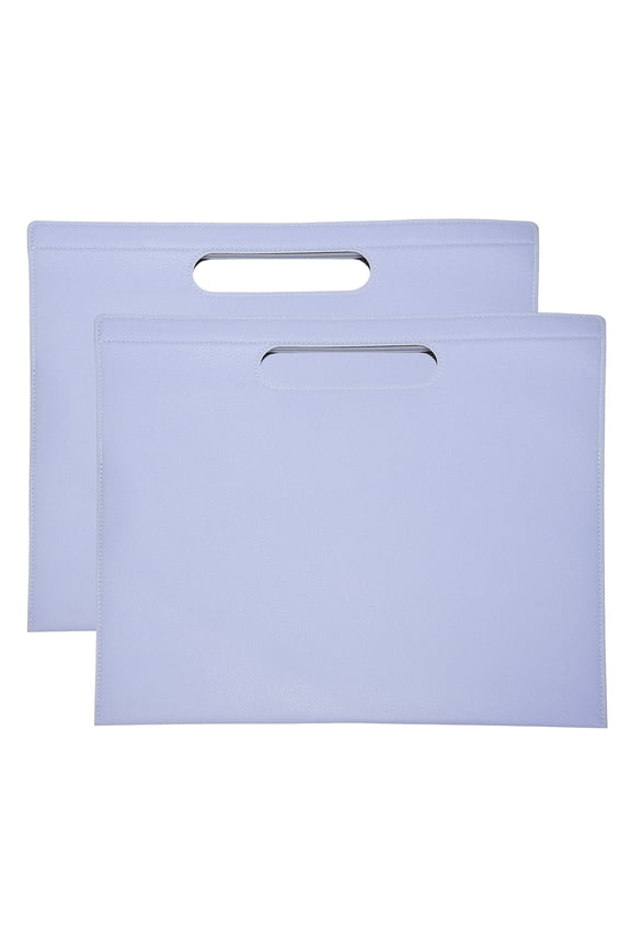 2Pcs PU Leather A4 File Folder, 13.3x12.6" Waterproof Document Organizer Textured Portfolio Folder Case Portable Briefcase Carrier with Magnetic Closure for Office, Purple