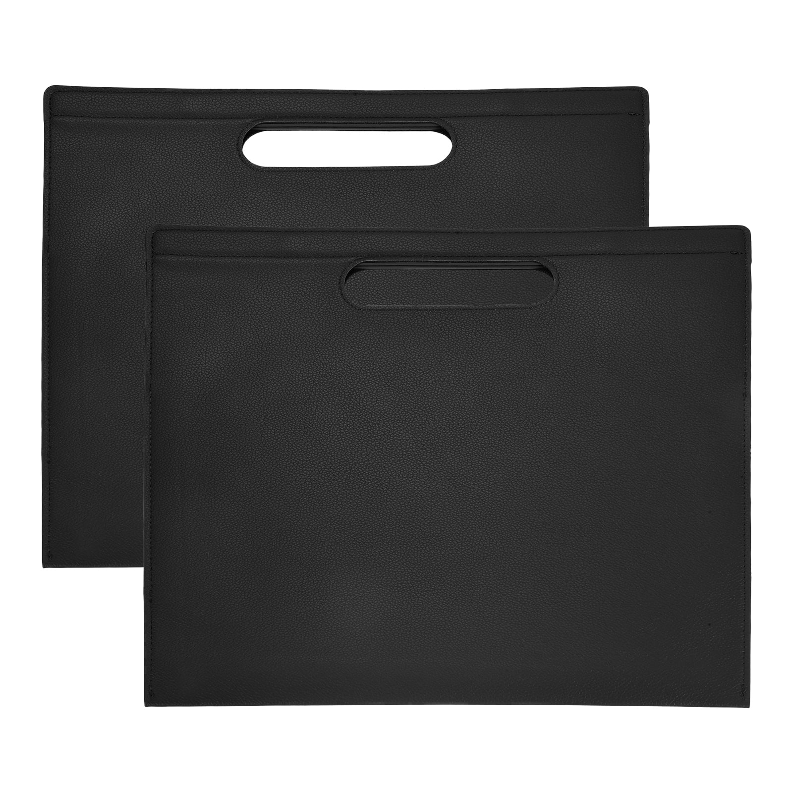 Uxcell 2Pcs PU Leather A4 File Folder, 13.3x12.6" Waterproof Document Organizer Textured Portfolio Folder Case Portable Briefcase Carrier with Magnetic Closure for Office, Black