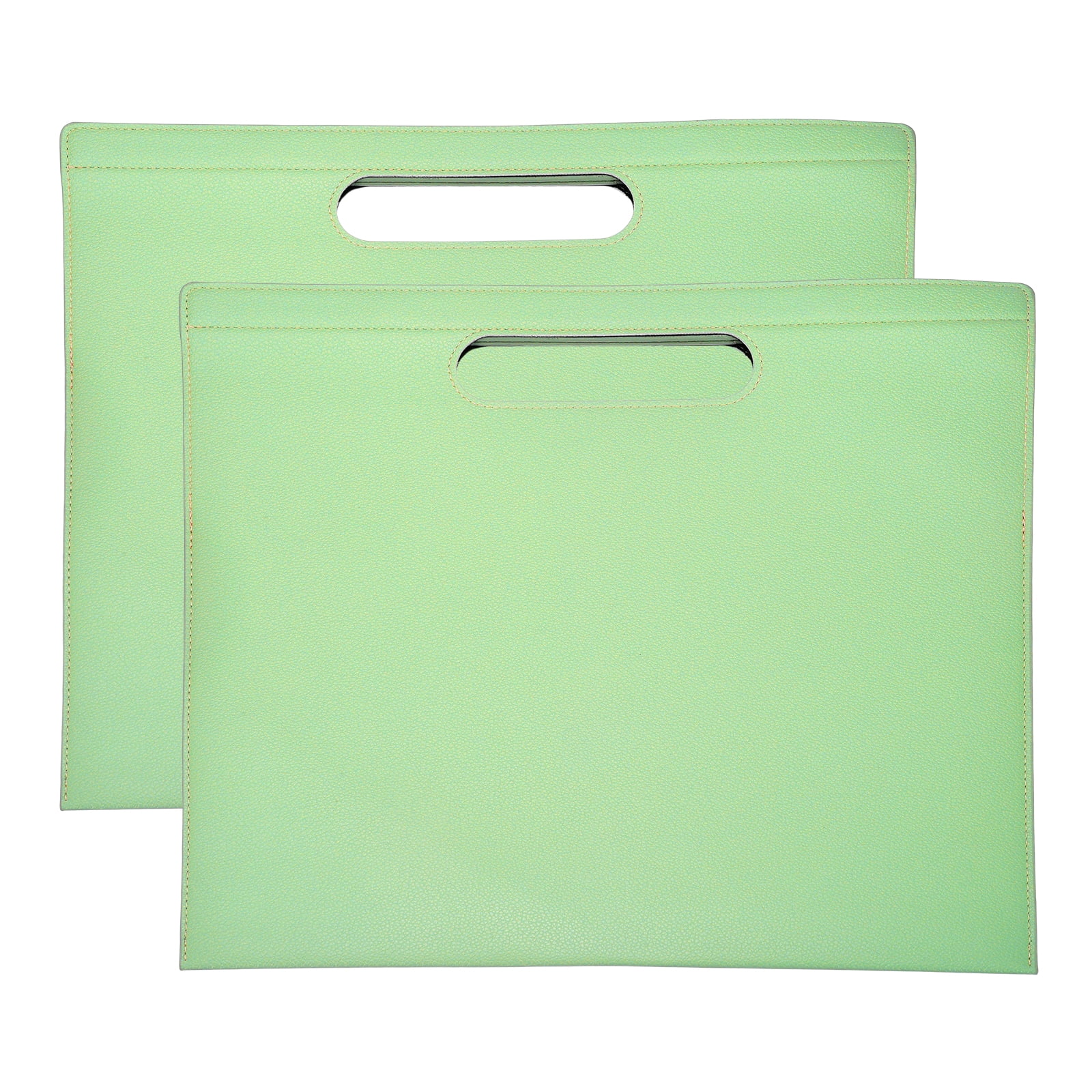 Uxcell 2Pcs PU Leather A4 File Folder, 13.3x12.6" Waterproof Document Organizer Textured Portfolio Folder Case Portable Briefcase Carrier with Magnetic Closure for Office, Green