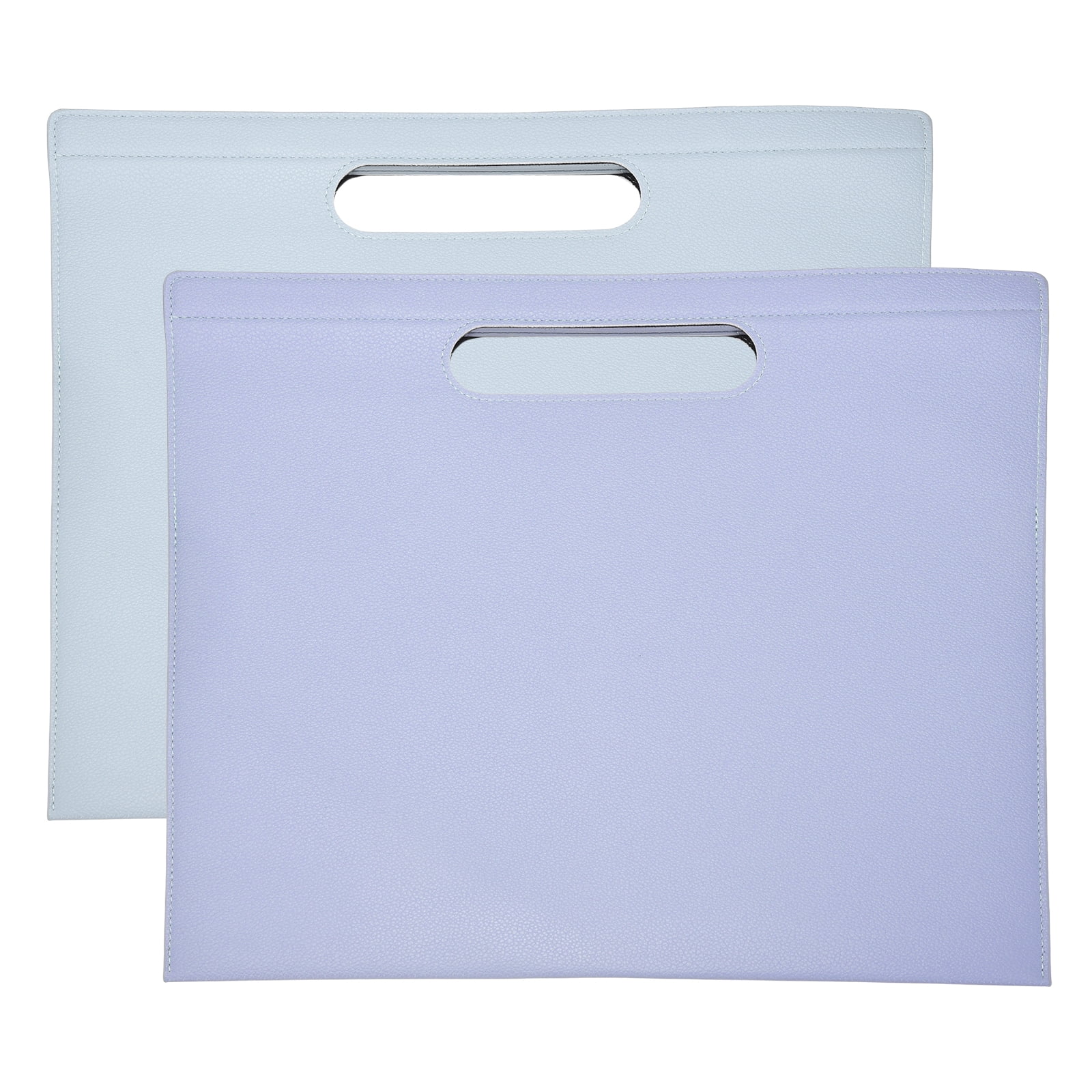 Uxcell 2Pcs PU Leather A4 File Folder, 13.3x12.6" Waterproof Document Organizer Textured Portfolio Folder Case Portable Briefcase Carrier with Magnetic Closure for Office, Purple, Blue