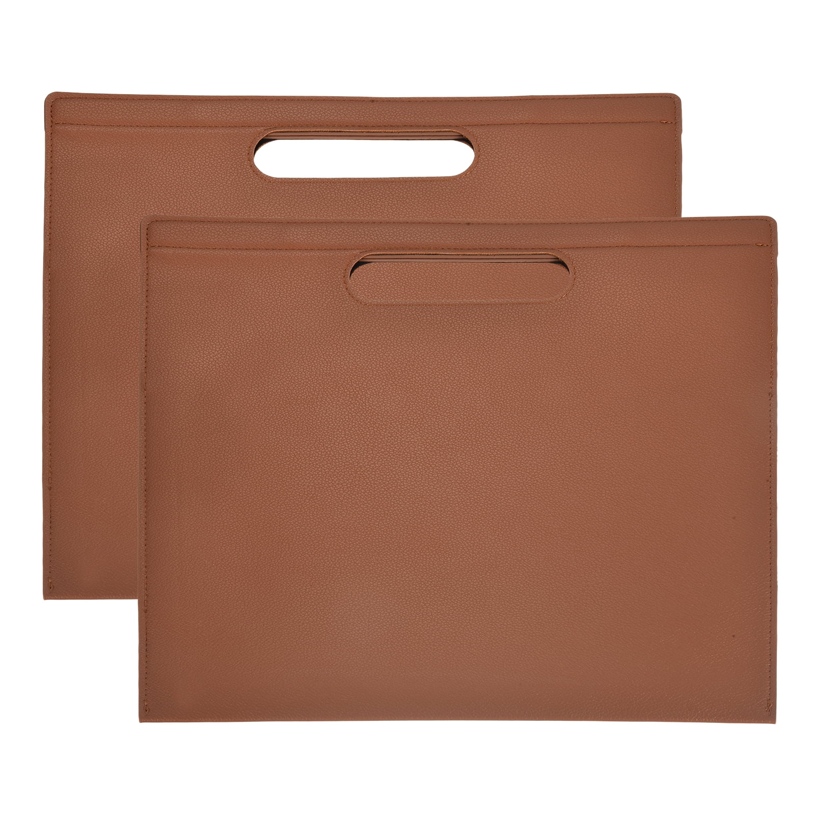 Uxcell 2Pcs PU Leather A4 File Folder, 13.3x12.6" Waterproof Document Organizer Textured Portfolio Folder Case Portable Briefcase Carrier with Magnetic Closure for Office, Brown