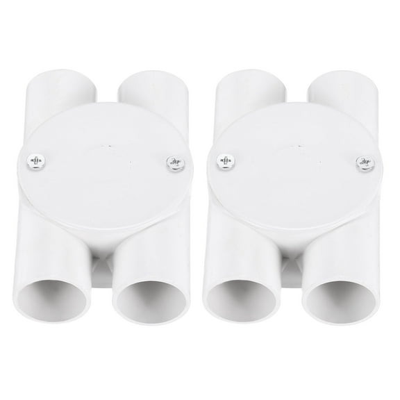 Uxcell 2Pcs Conduit Box Junction Box Outdoor Cable Connectors, 4 Way Round Wire Box Connectors 25mm White