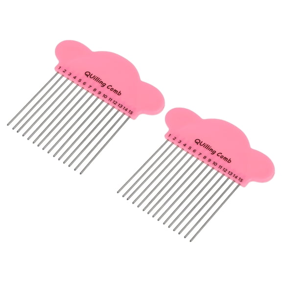 Uxcell 2Pcs Paper Quilling Tool Comb, 3.9x0.4" Origami Carding Boards Strip Loops Pink