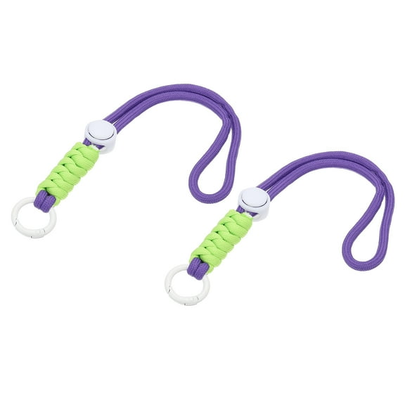 Uxcell 2Pcs Paracord Lanyard Keychain with Spring Ring, Purple