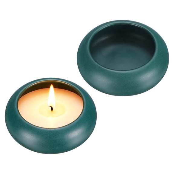 Uxcell 2Pcs Pebble Tea Light Candle Holder, 1.2" Height Tealight Candle Holder Handcrafted Ceramic Decorative Calming Home Decor Accent for Table Centerpiece Wedding, Teal Green