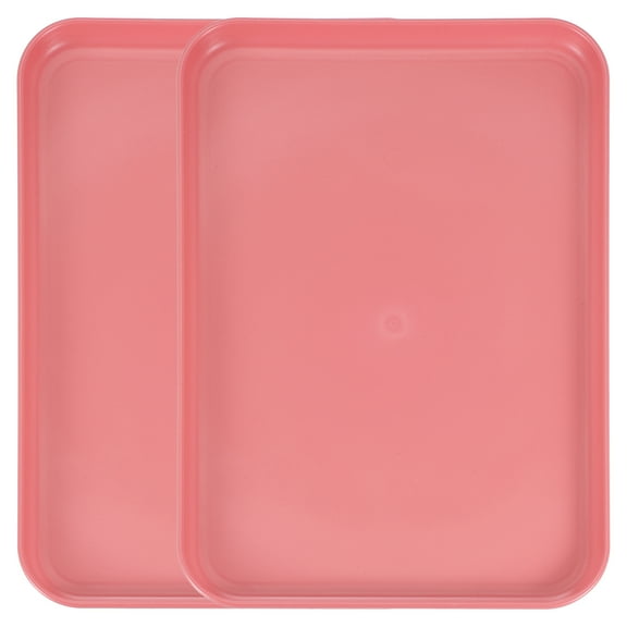 Uxcell 2Pcs Plastic Serving Trays, 12.2 x 8.7 Inch Rectangle Food Trays Serving Cafeteria Trays for Kitchen Restaurant Coffee Fruit Burger Lunch Dessert, Red