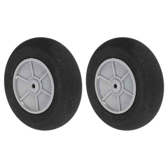 Uxcell 2.36"OD x 0.73"T RC Airplane Wheels Aircraft Sponge Wheels Foam Wheel Replacement for DIY RC Model Planes Black and White