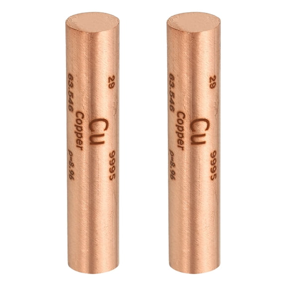 Uxcell 2Pcs Red copper Cube, 0.4x2" Cu Density Stick High Density Element Rod Unique Metal Cube Periodic Table of Elements Collections Lab Experiment Teacher Scientific Classes, Square