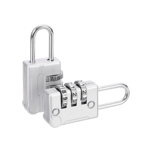 Uxcell 2Pcs Resettable 3 Digit Combination Lock, (56 x 24mm, Gray), Customizable Code Combination Padlock Sports Locker Lock for Gym Backpack Fence Backyard Gate