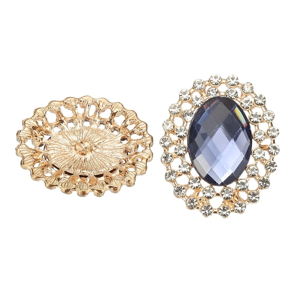 Uxcell 2Pcs Rhinestone Buttons, Large Gemstone Sew on Rhinestone Buttons for Clothing, Black Blue