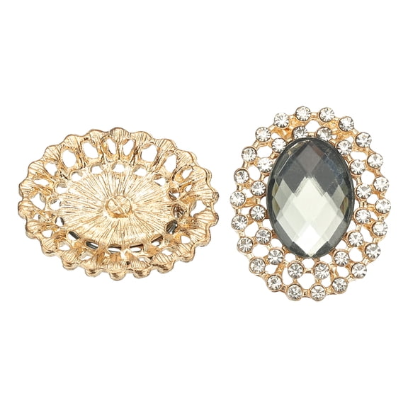Uxcell 2Pcs Rhinestone Buttons, Large Gemstone Sew on Rhinestone Buttons for Clothing, Gray