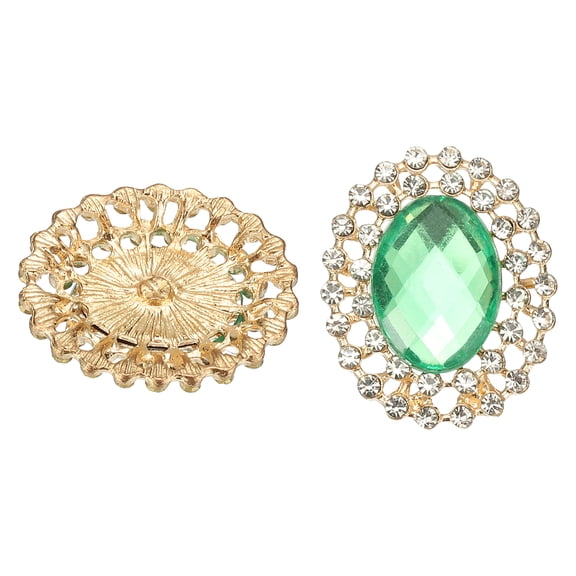Uxcell 2Pcs Rhinestone Buttons, Large Gemstone Sew on Rhinestone Buttons for Clothing, Green