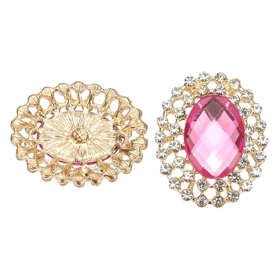 Uxcell 2Pcs Rhinestone Buttons, Large Gemstone Sew on Rhinestone Buttons for Clothing, Rose