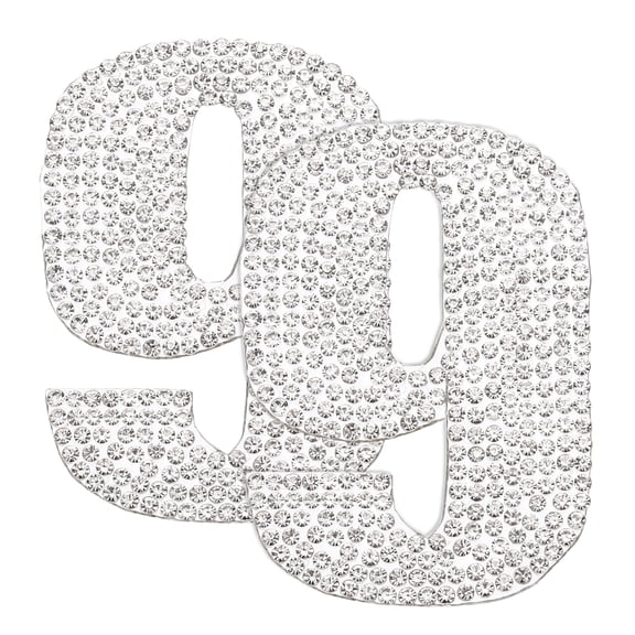 Uxcell 2Pcs Rhinestone Self Adhesive Number Stickers Medium Numbers Patches Embroidered Sew on Appliques for DIY Crafts Clothing Decorations, White 9