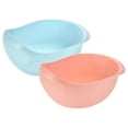 thumbnail image 1 of Uxcell 2Pcs Rice Washer Strainer Basket Rice Sieve Plastic Colander Kitchen Drain Basket with Handles-Blue+Pink, 1 of 6