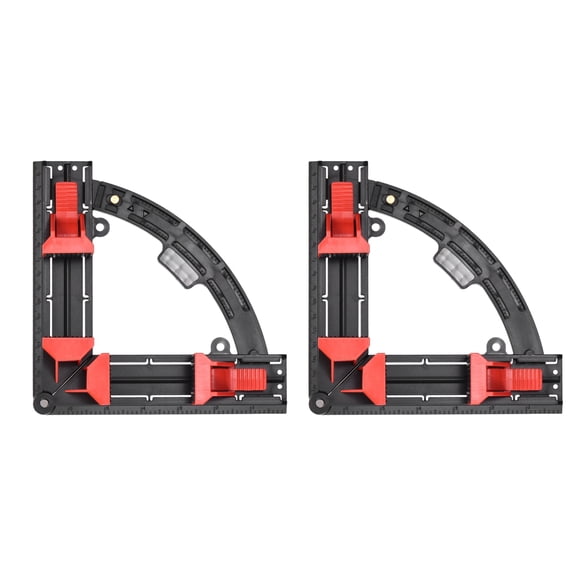 Uxcell 2Pcs Right Angle Clamp 7.01"(178mm) ABS Plastic 30-90 Degree Adjustable Woodworking Corner Clamp Photo Frame Vise Fixture Tools for Home Improvement Wooden DIY Projects, Black
