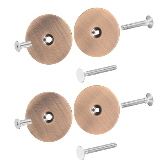 Uxcell 2Pcs Round Door Hole Cover Plate, (2-5/8" Dia, Coppery) Alloy Steel Deadbolt Cover Plate Door Knob Filler Plates with 1" and 1.38" Connecting Screws, Suit for - Door/Cabinet/Wall
