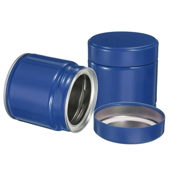 Uxcell 2Pcs Round Tea Canisters, 3" x 3" Airtight Metal Tea Containers for Loose Tea, Coffee Beans, Spices - Durable, Compact, and Stylish Storage Tea Tin (Blue)