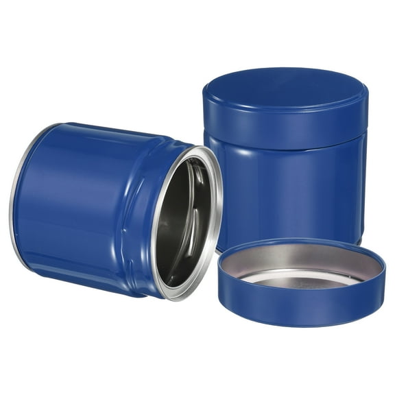 Uxcell 2Pcs Round Tea Canisters, 4" x 4" Airtight Metal Tea Containers for Loose Tea, Coffee Beans, Spices - Durable, Compact, and Stylish Storage Tea Tin (Blue)