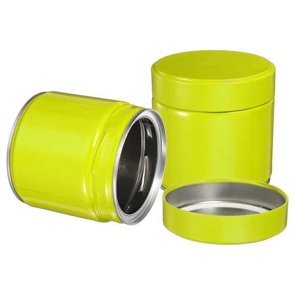 Uxcell 2Pcs Round Tea Canisters, 4" x 4" Airtight Metal Tea Containers for Loose Tea, Coffee Beans, Spices - Durable, Compact, and Stylish Storage Tea Tin (Green)