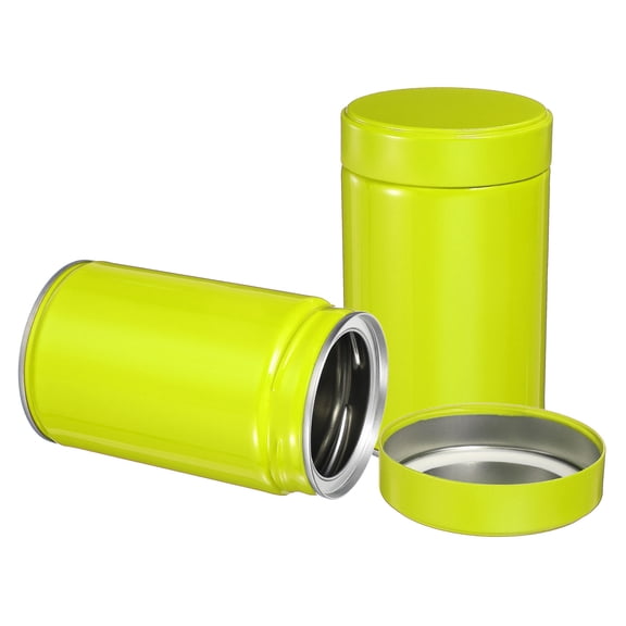 Uxcell 2Pcs Round Tea Canisters, 5" x 3" Airtight Metal Tea Containers for Loose Tea, Coffee Beans, Spices - Durable, Compact, and Stylish Storage Tea Tin (Green)