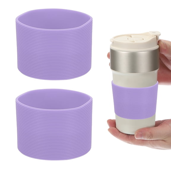 Uxcell 2Pcs Silicone Water Bottle Boot, Silicone Cup Protector, Anti-Slip Protective Sleeve Bottom Accessory for Stainless Steel Water Bottles, Purple